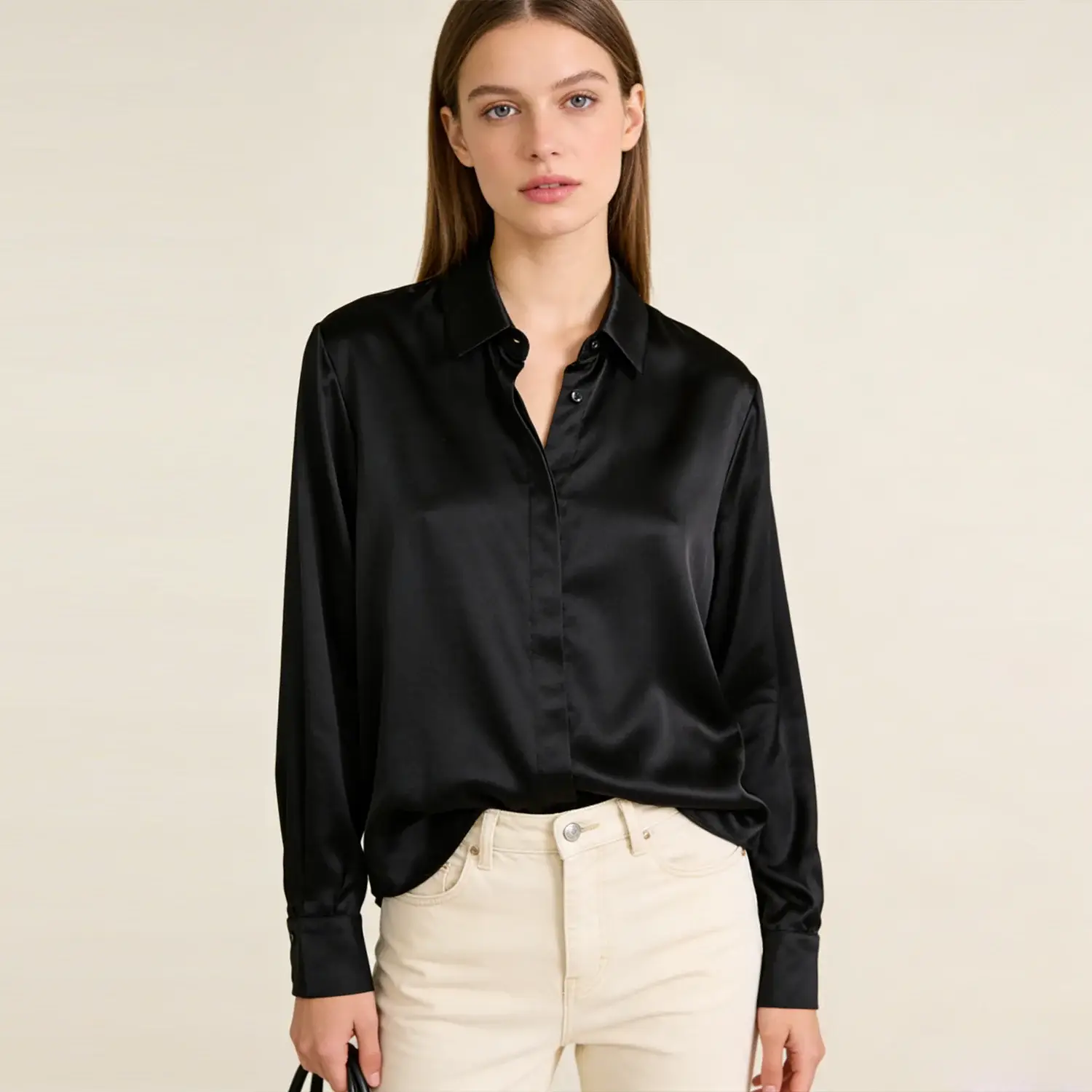 Women's Washable Stretch Silk Square Neck Blouse