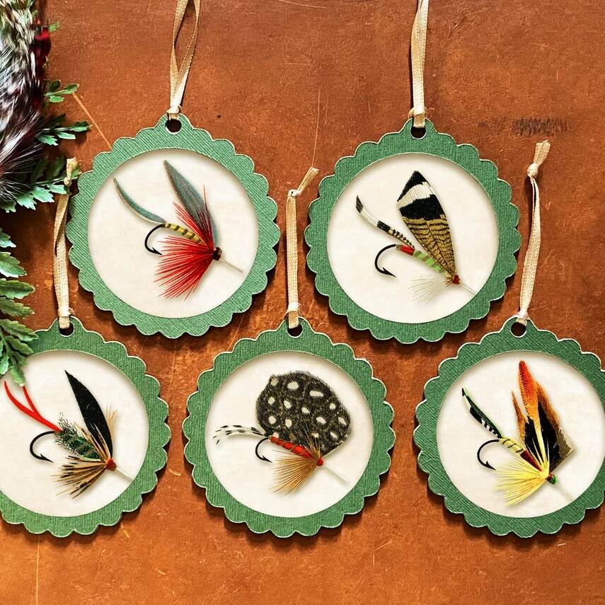 🎣Fishing Flies Handmade Ornament Set of 5