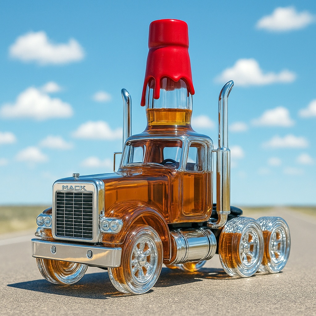 1980s Mack Super-Liner II Whiskey Bottle