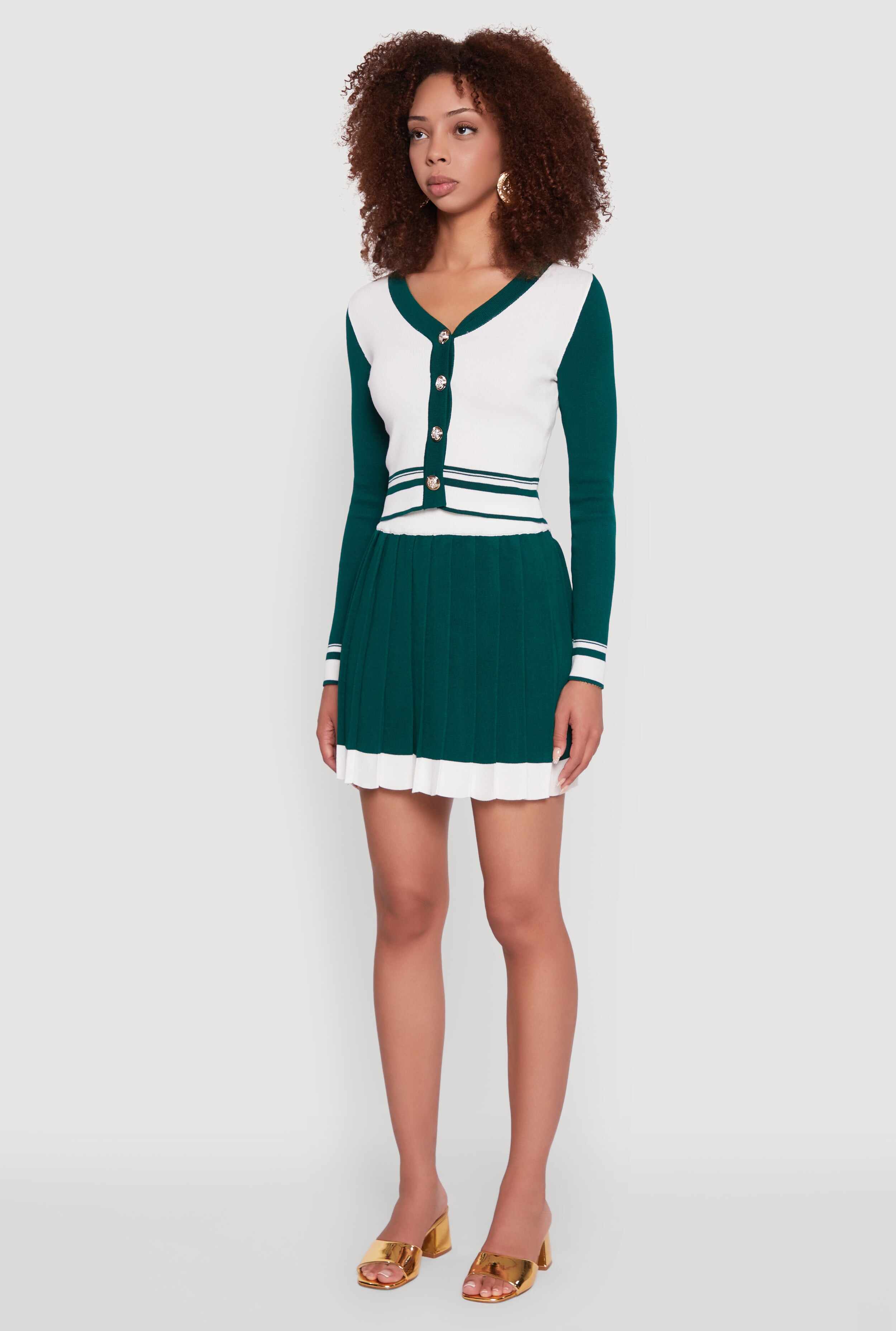 Color Blocked Crop Cardigan