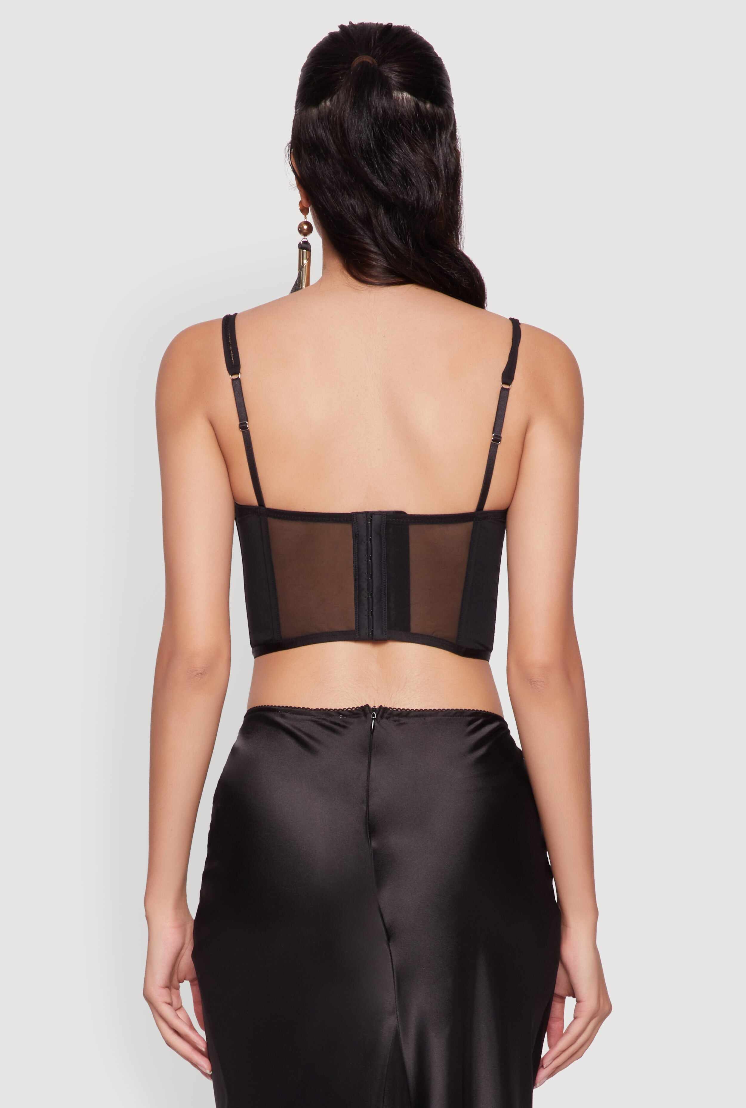 Elegant Lace Detail Cropped Bustier Top