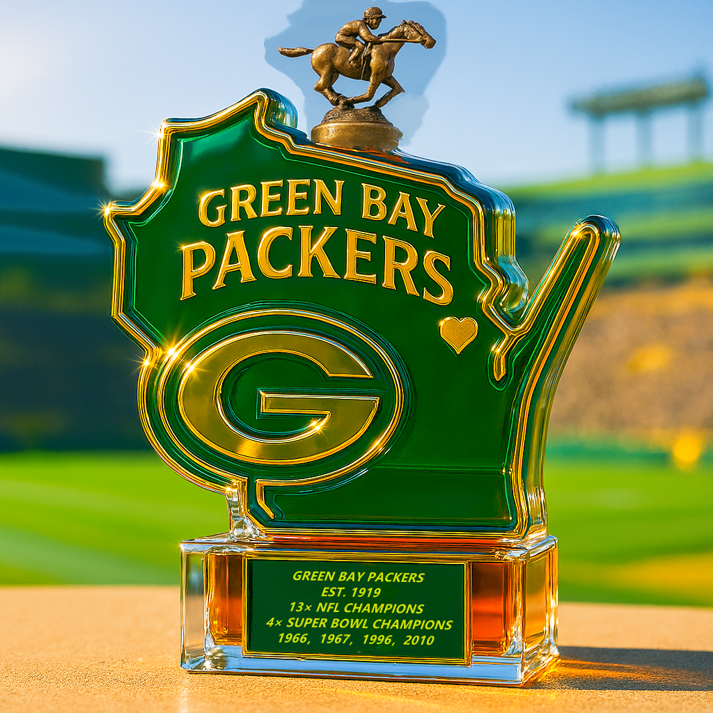 Green Bay Packers State Map Whiskey Bottle