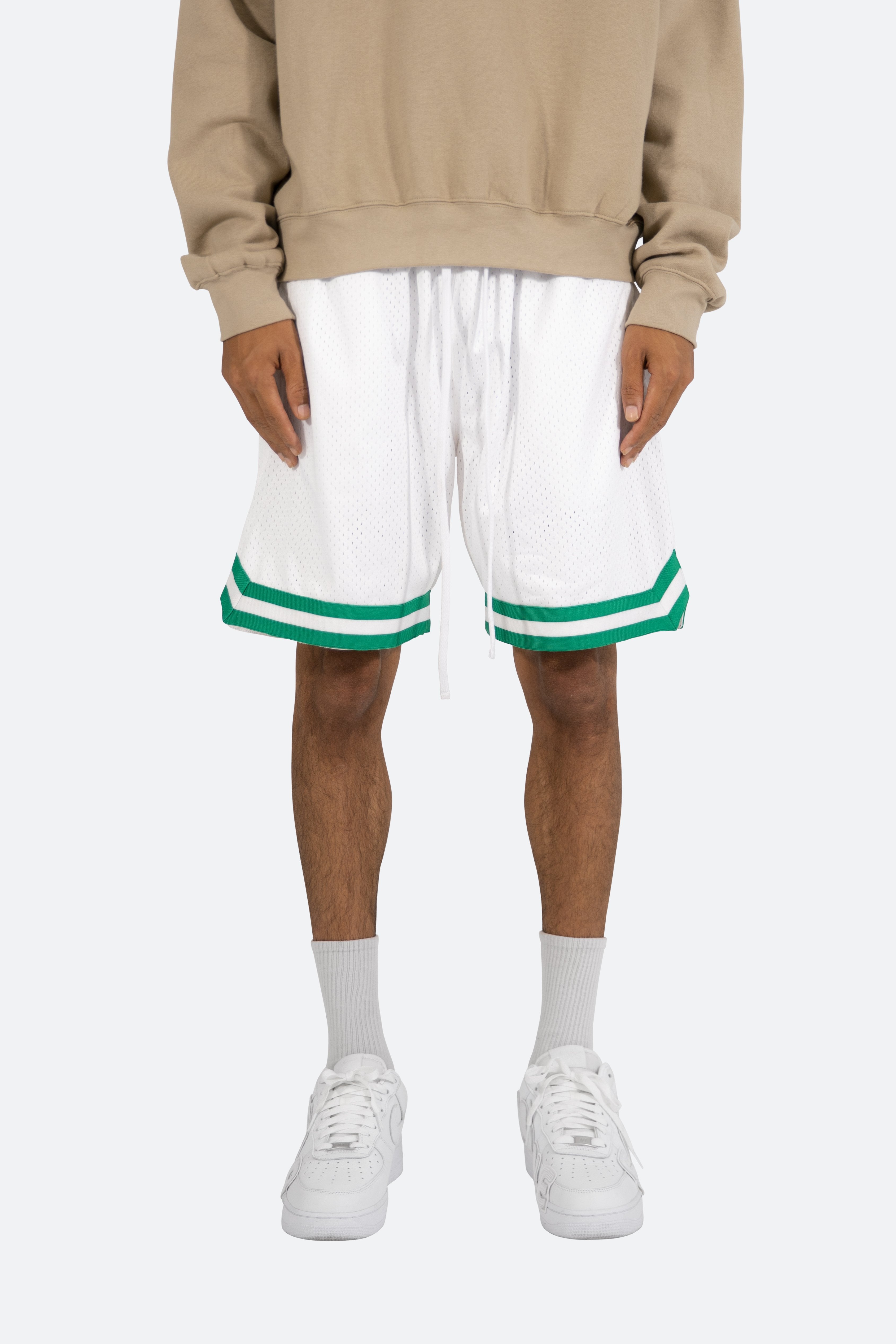 Basic Basketball Shorts - White/Green