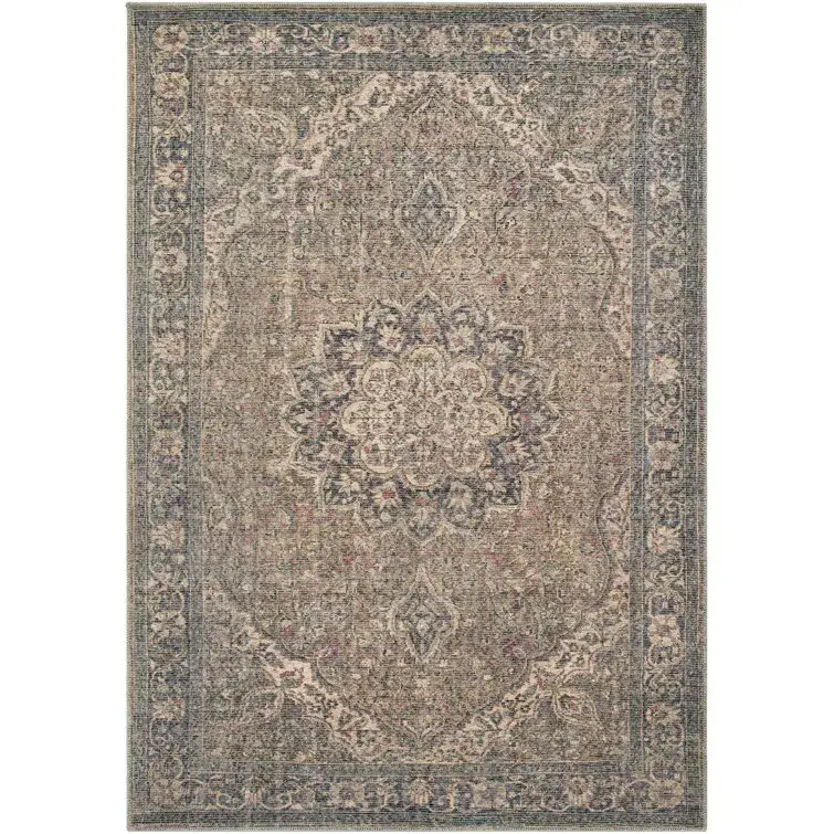 Bria Machine Washable Oriental Dusty Sage/Olive Area Rug
