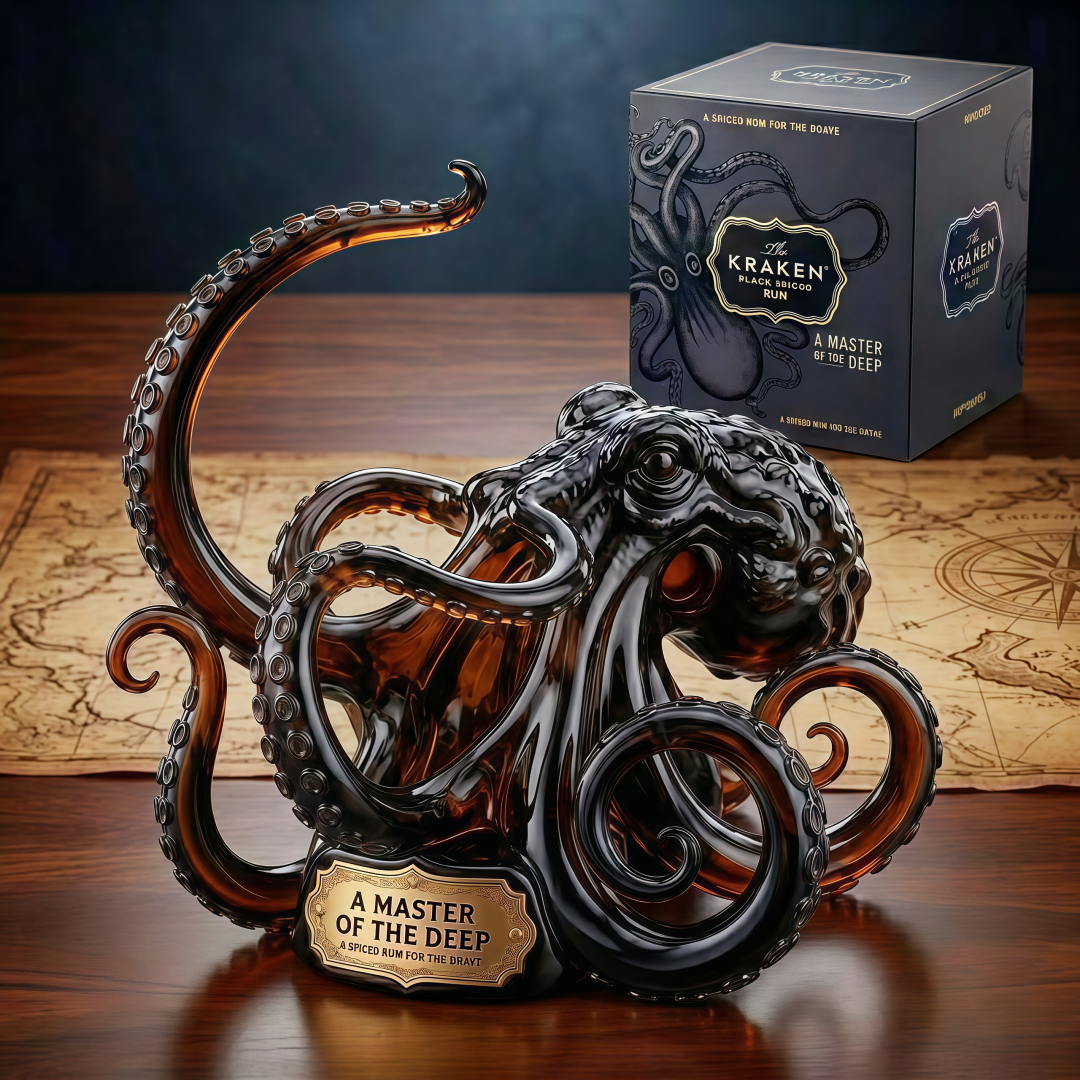 🦑 The Kraken Black Spiced Rum Limited Edition Commemorative 3D Sculpted Octopus Bottle Stand