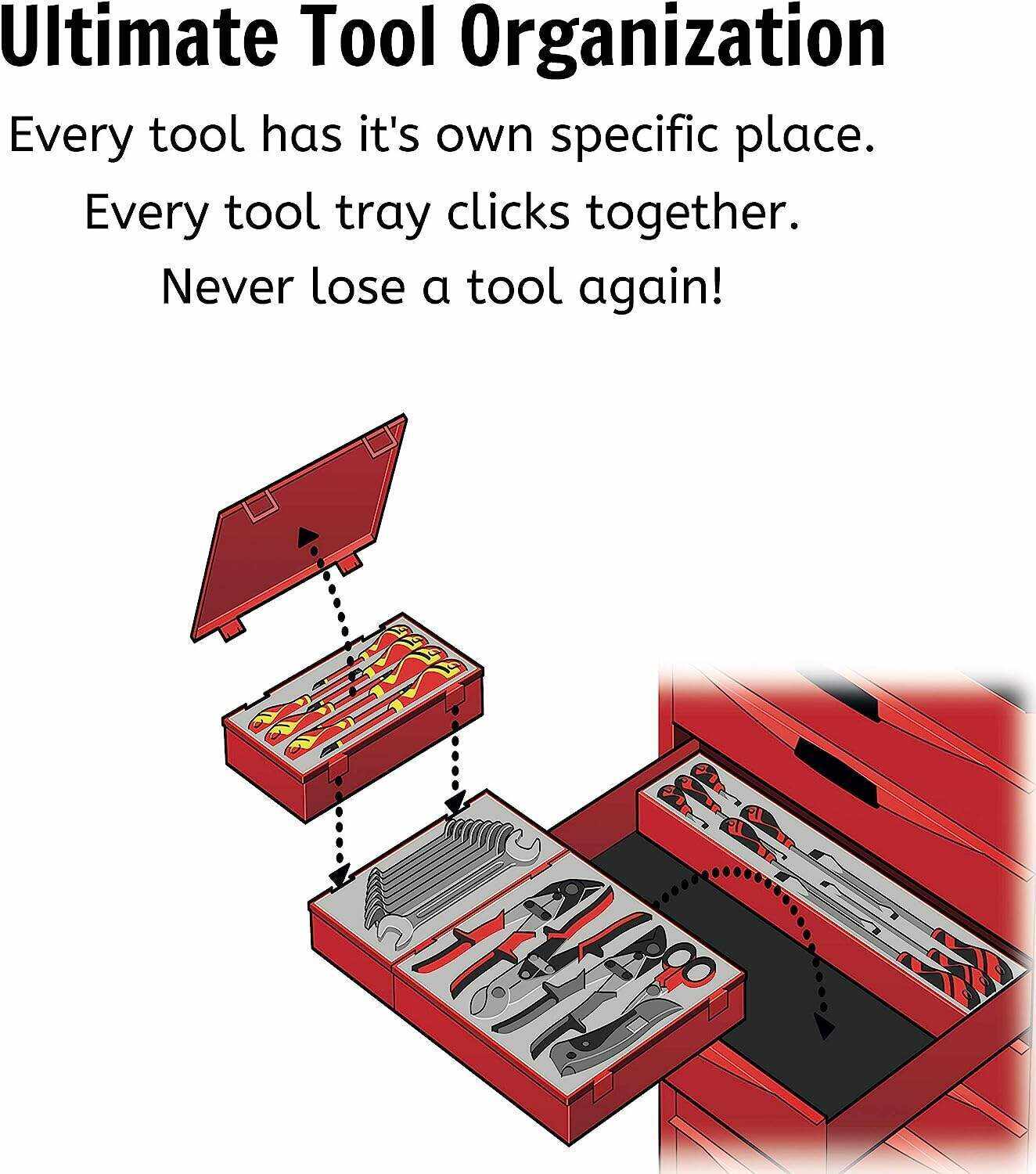 Tools 1001 Piece Mega Master Mixed Hand Tool Kit + 3 Toolbox Storage Cases - TCMM1001N, Silver