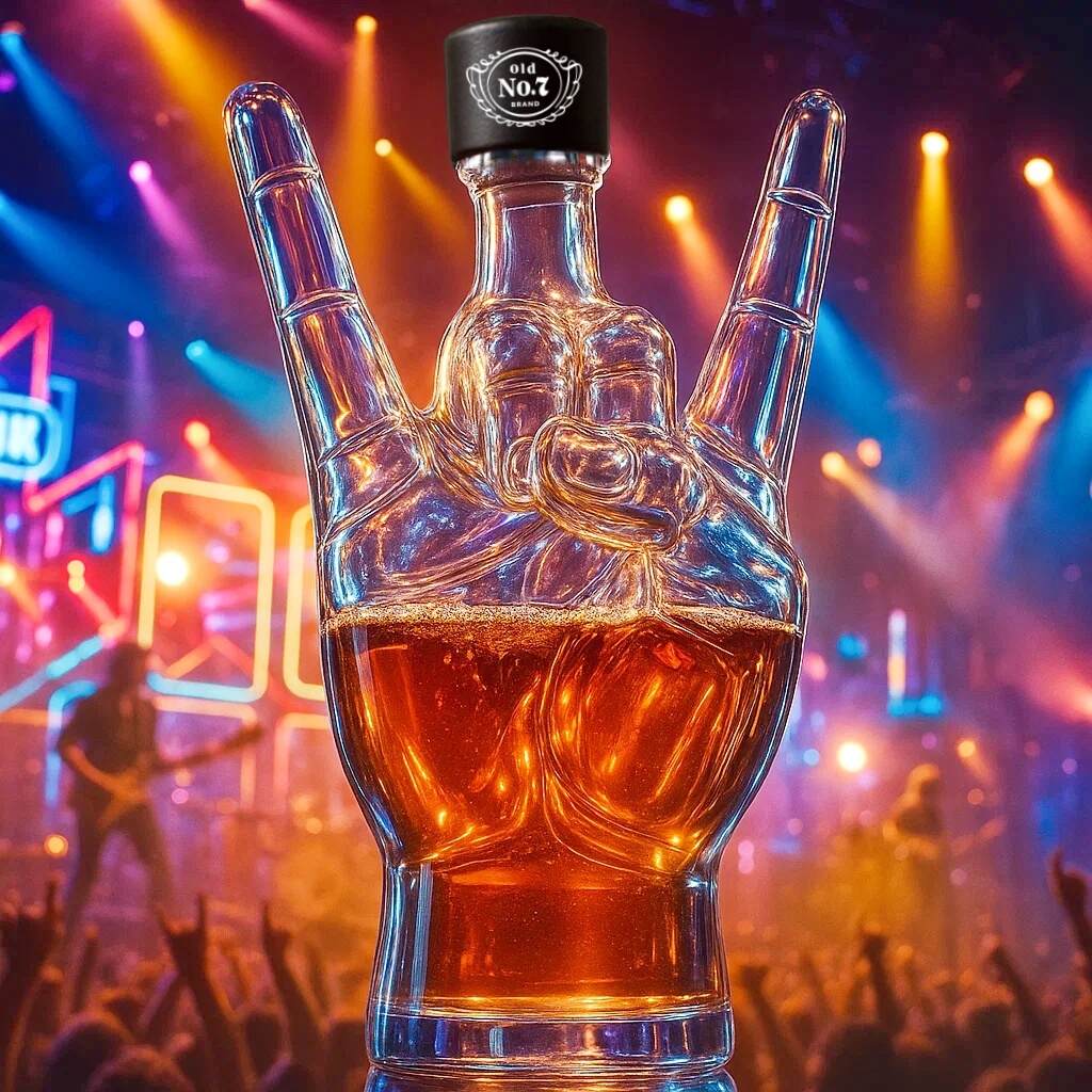 Rock On Devil Horns Whiskey Bottle