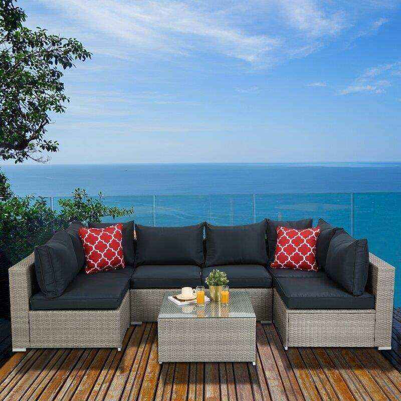 Polla Wicker/Rattan 4 - Person Seating Group with Cushions