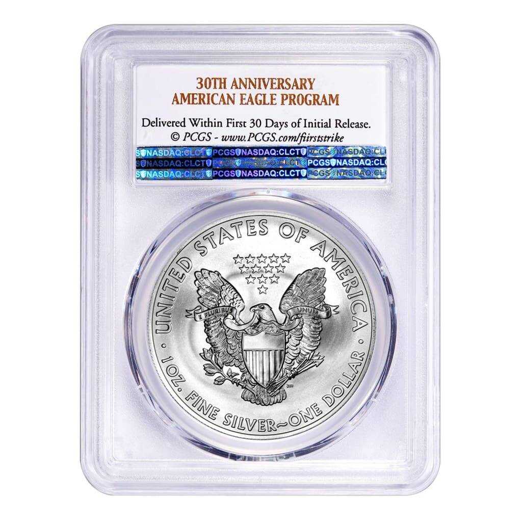 2016 $1 American Silver Eagle MS70 PCGS 30th Anniversary
