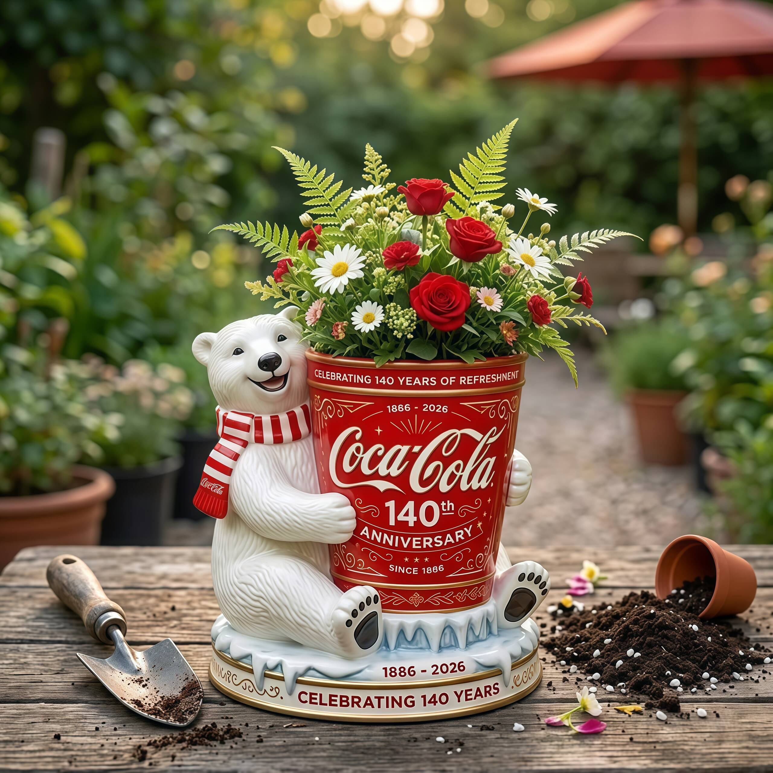 🥤Coca-Cola 140th Anniversary Polar Bear Planter