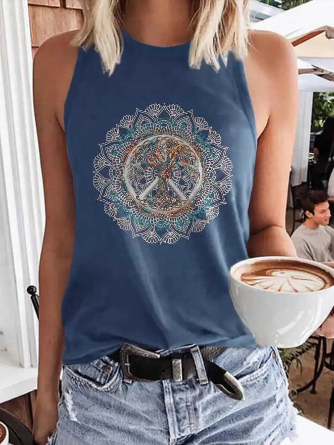 Retro Hippie Mandala Every Little Thing Is Gonna Be Alright Tank Top