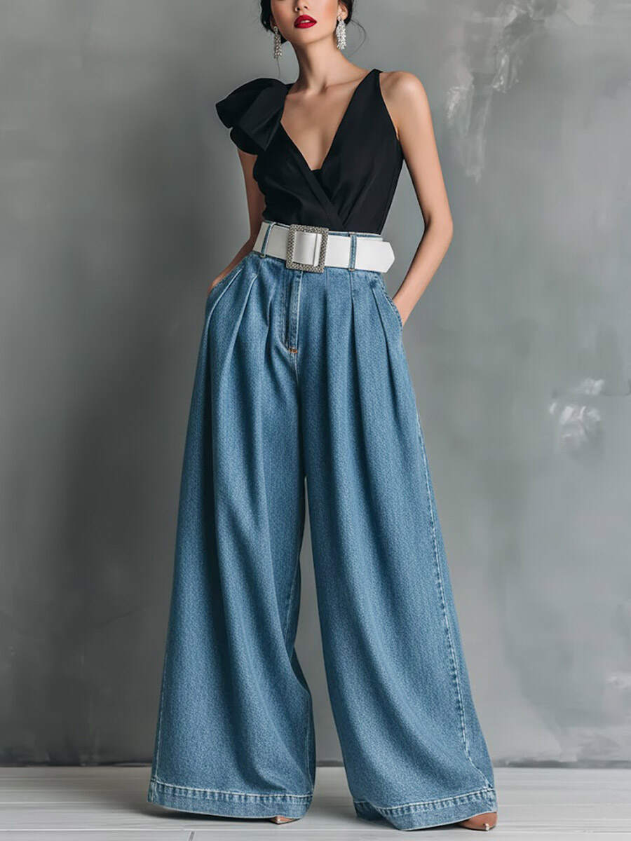 🔥Summer Arrivals🌟Women's High-waisted Casual Loose-fitting Wide-leg Jeans