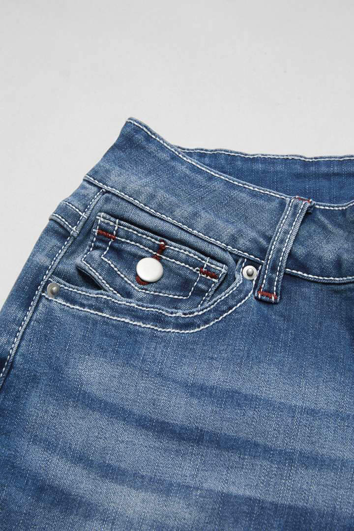 Washed Flap Pocket Low Rise Straight Leg Jeans