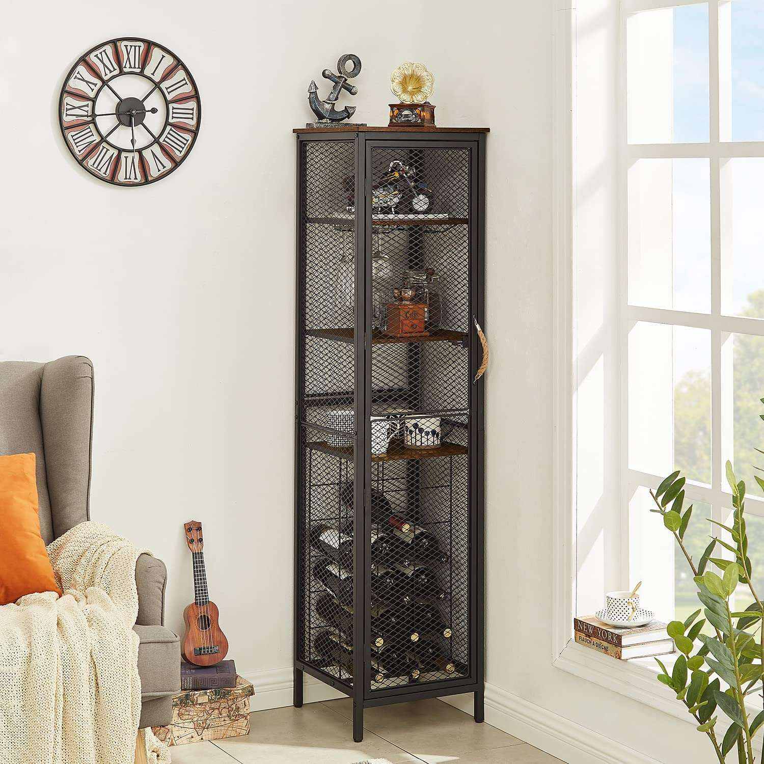 VECELO 3-Tier Wine Racks Cabinet with Door