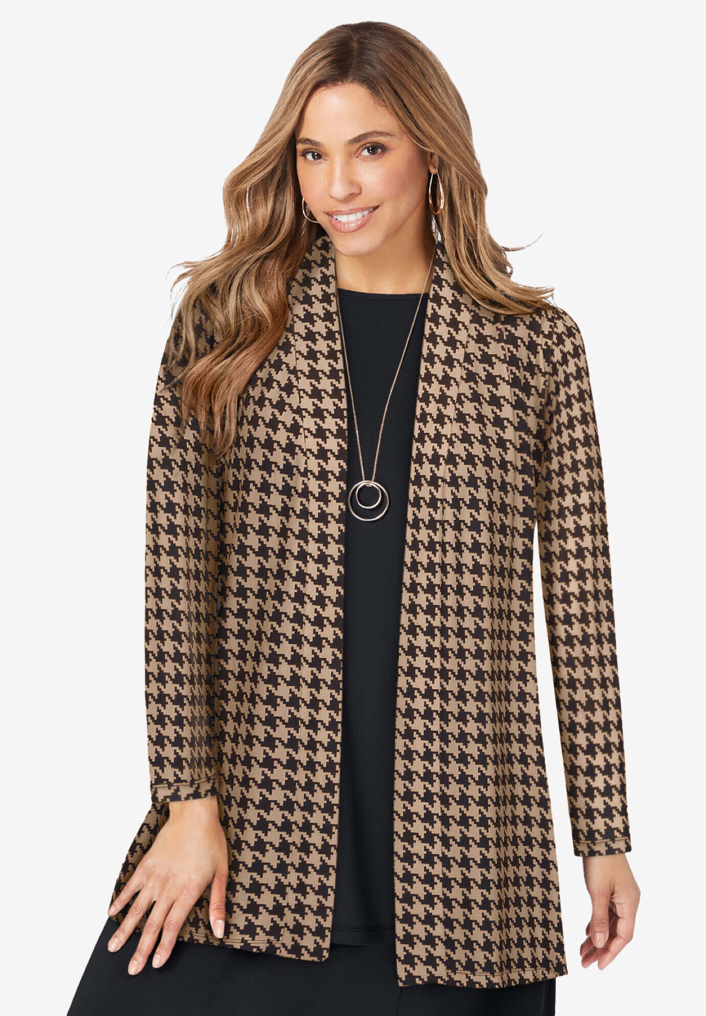 Stretch Knit Open Front Knit Topper