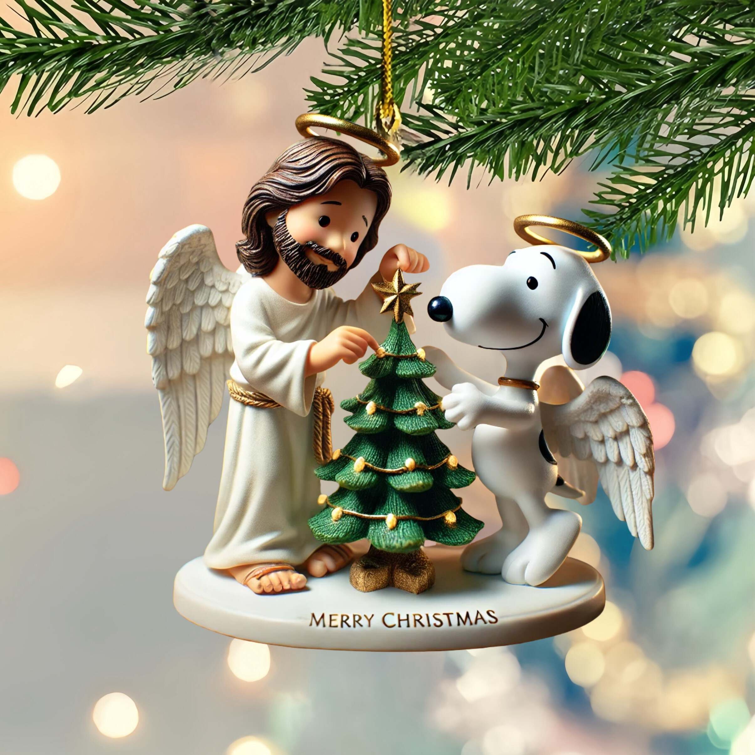 Jesus & Snooopy Christmas Friendship Ornaments