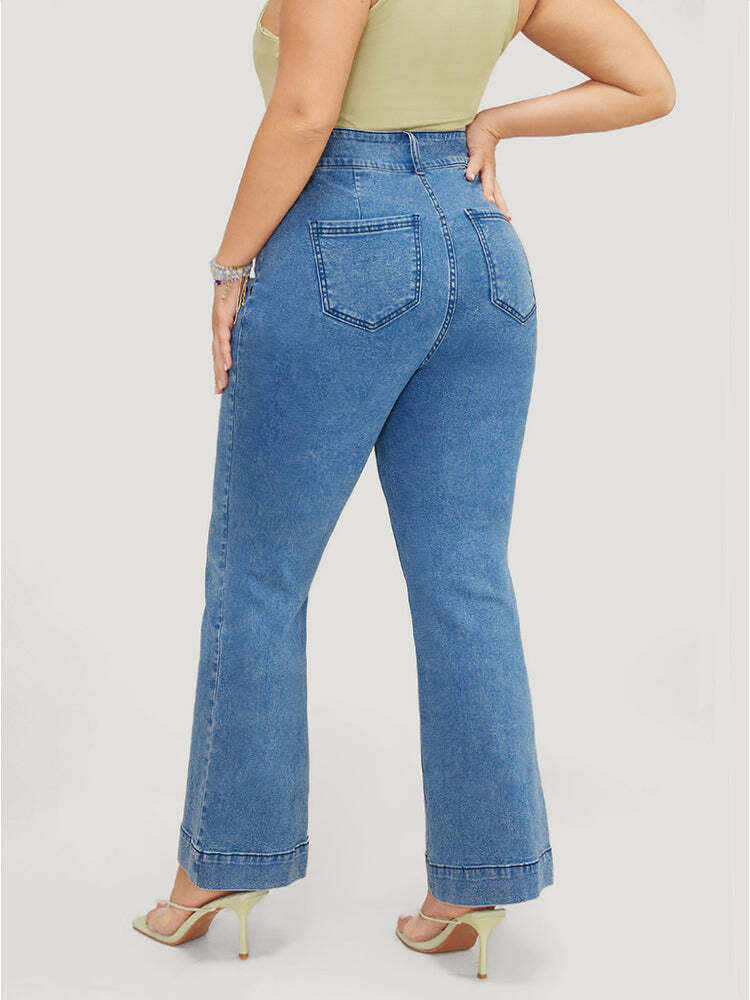 Flare Leg  Very Stretchy High Rise Medium Wash Jeans