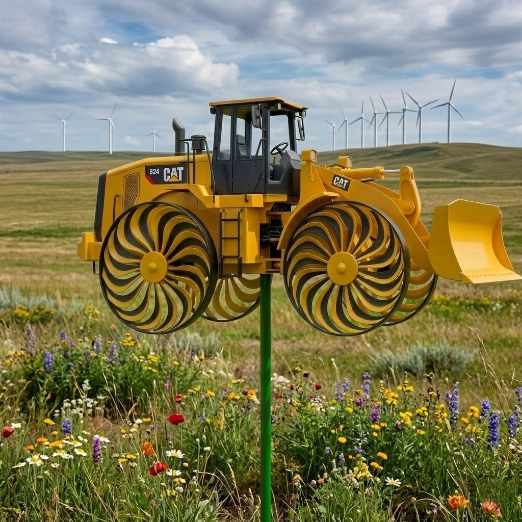 🚜 Bulldozer Wind Spinner