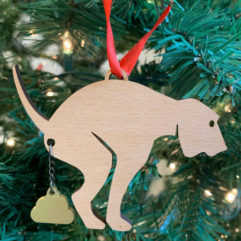 Poop Dog Merry Christmas Ornament