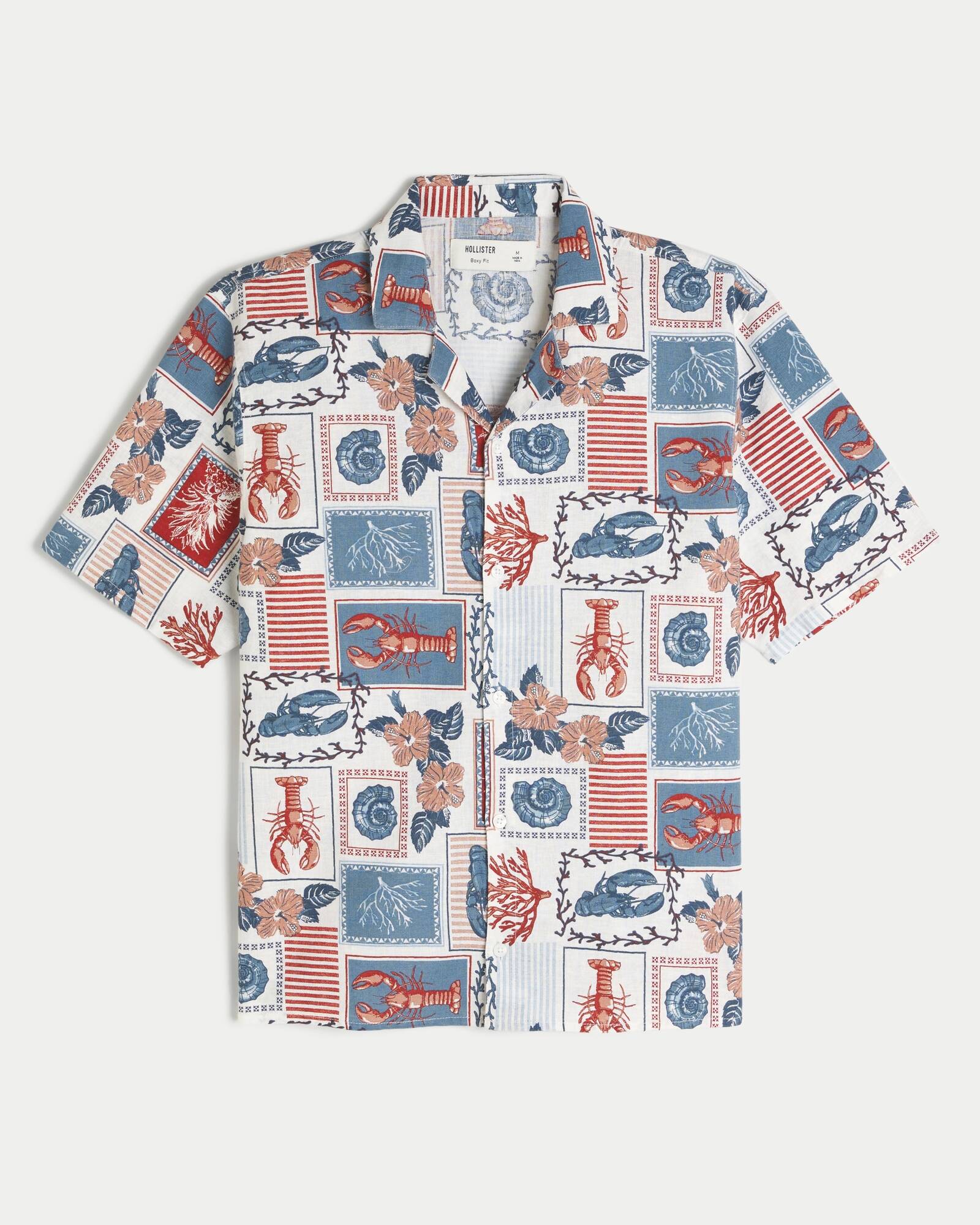 Boxy Short-Sleeve Linen-Blend Shirt