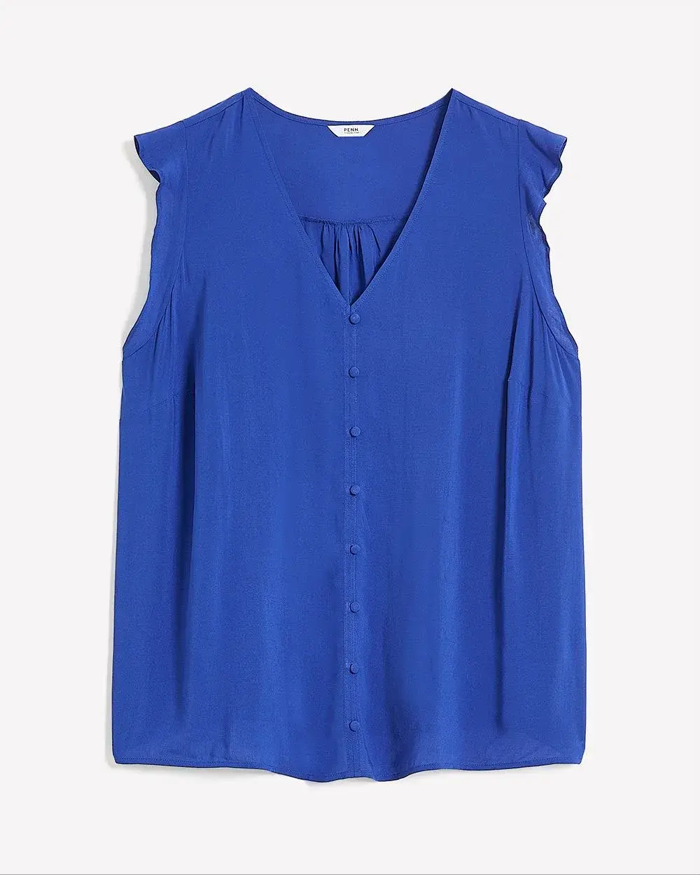 V-Neck Blouse with Short Flutter Sleeve
