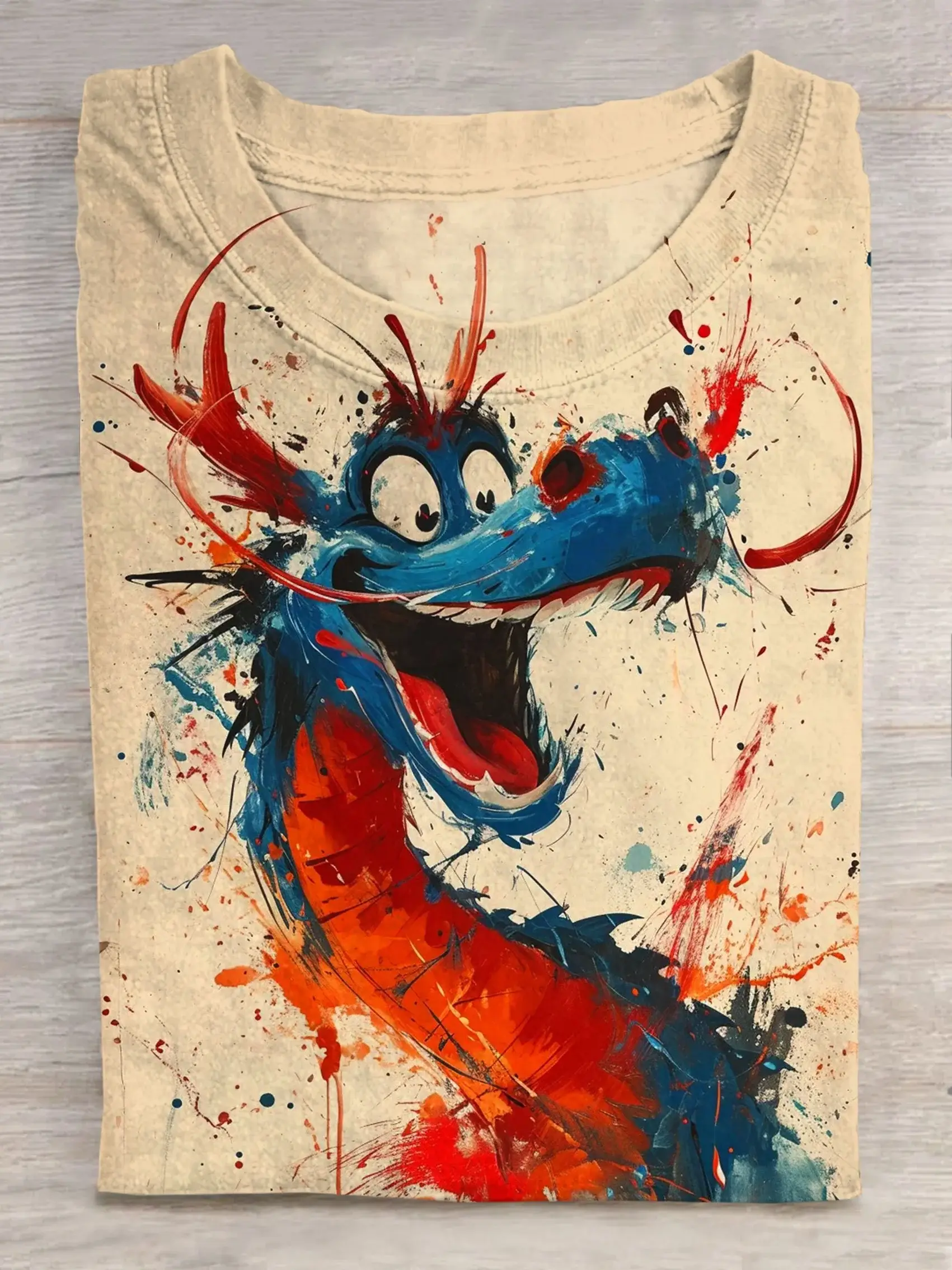 Funny Dragon Art Print Casual Short Sleeve T-shirt