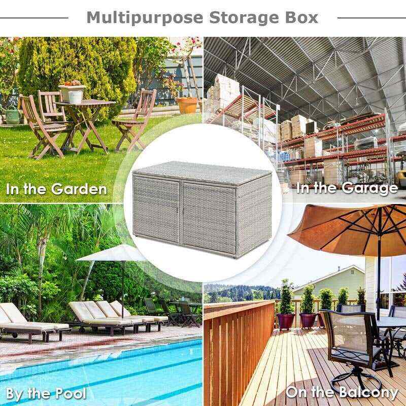 88 Gallon Rattan Deck Storage Box Patio Container