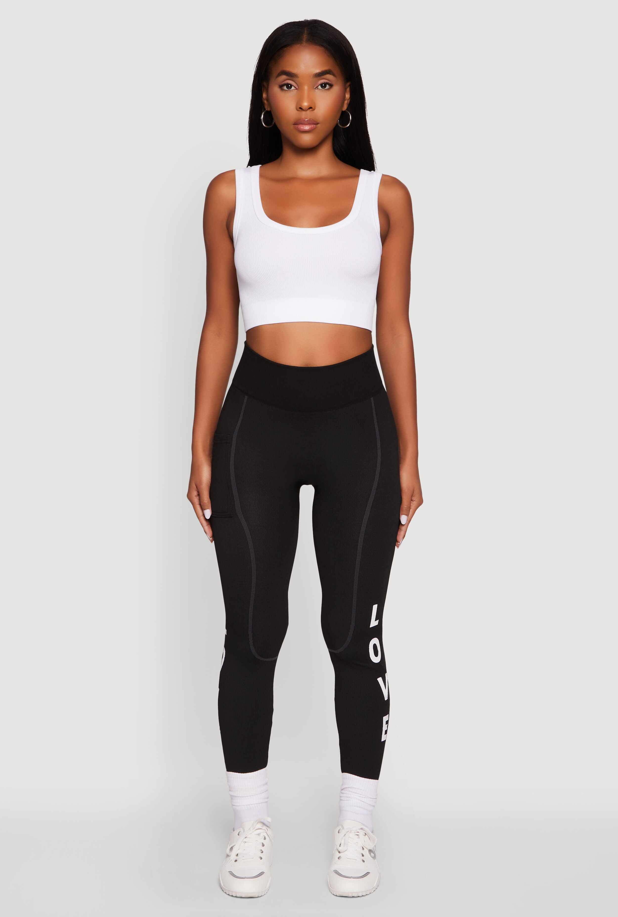 Love Graphic High Waisted Leggings with Cell Phone Pocket