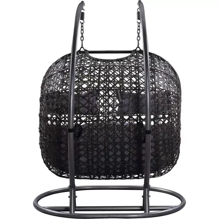 Patio Wicker Swing Chair With Stand Rain Cover Included