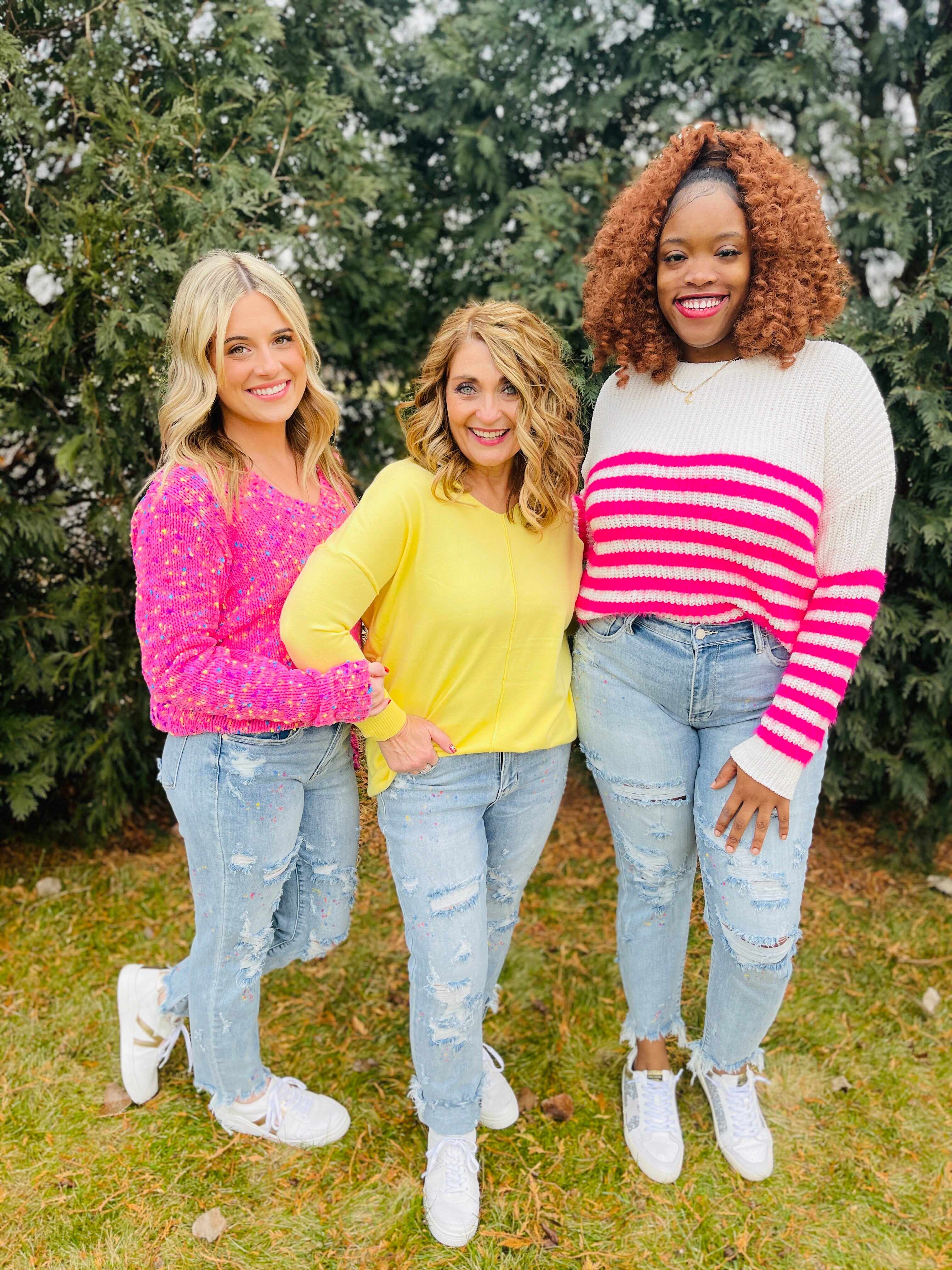 Plus/Reg Color Me Happy Boyfriend Jeans