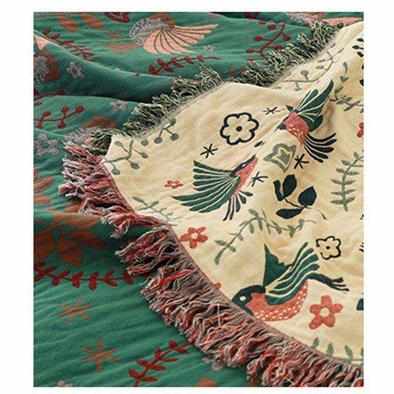 Boho Breathable Flower Bird Reversible Quilt