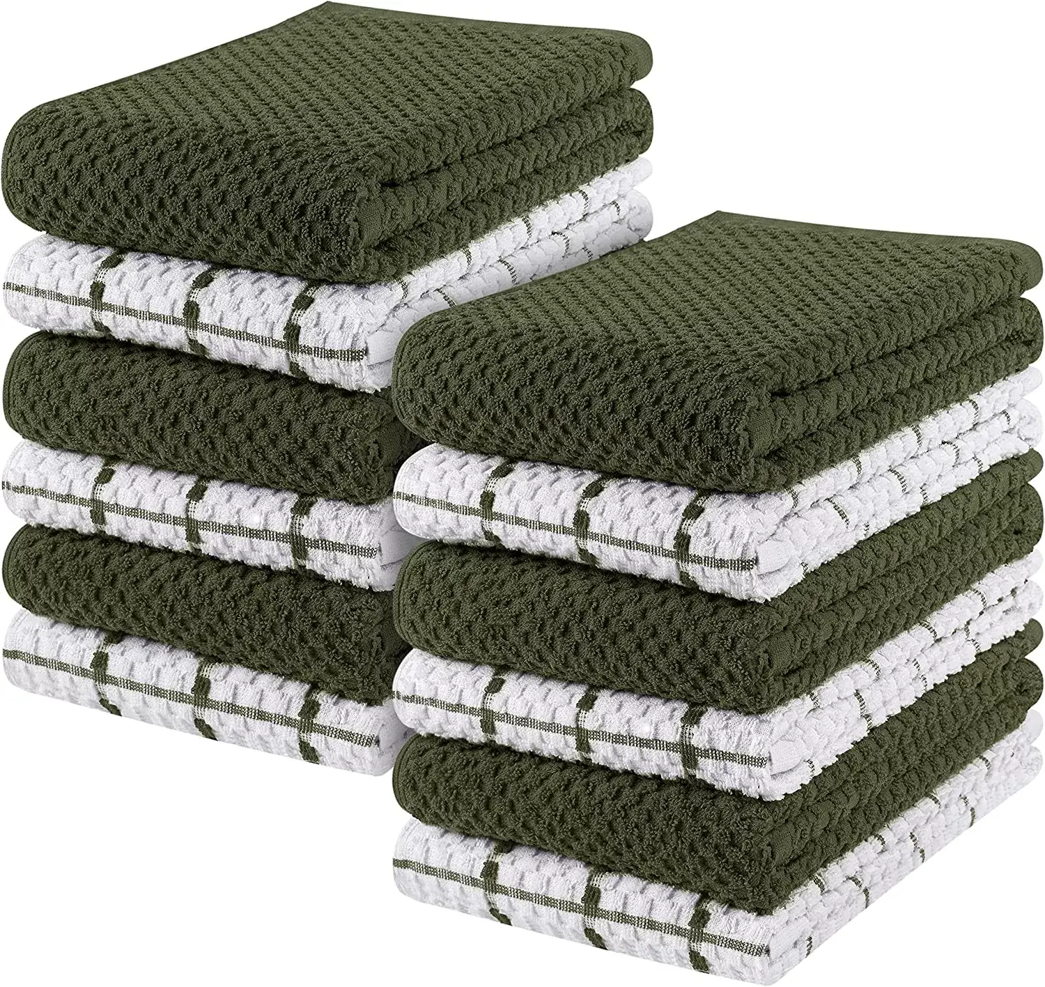 Kitchen Towels 12 Pack, 15 x 25 Inches, 100% Ring Spun Cotton Super Soft and Absorbent Linen Dish Towels, Tea Towels and Bar Towels Set (Black)