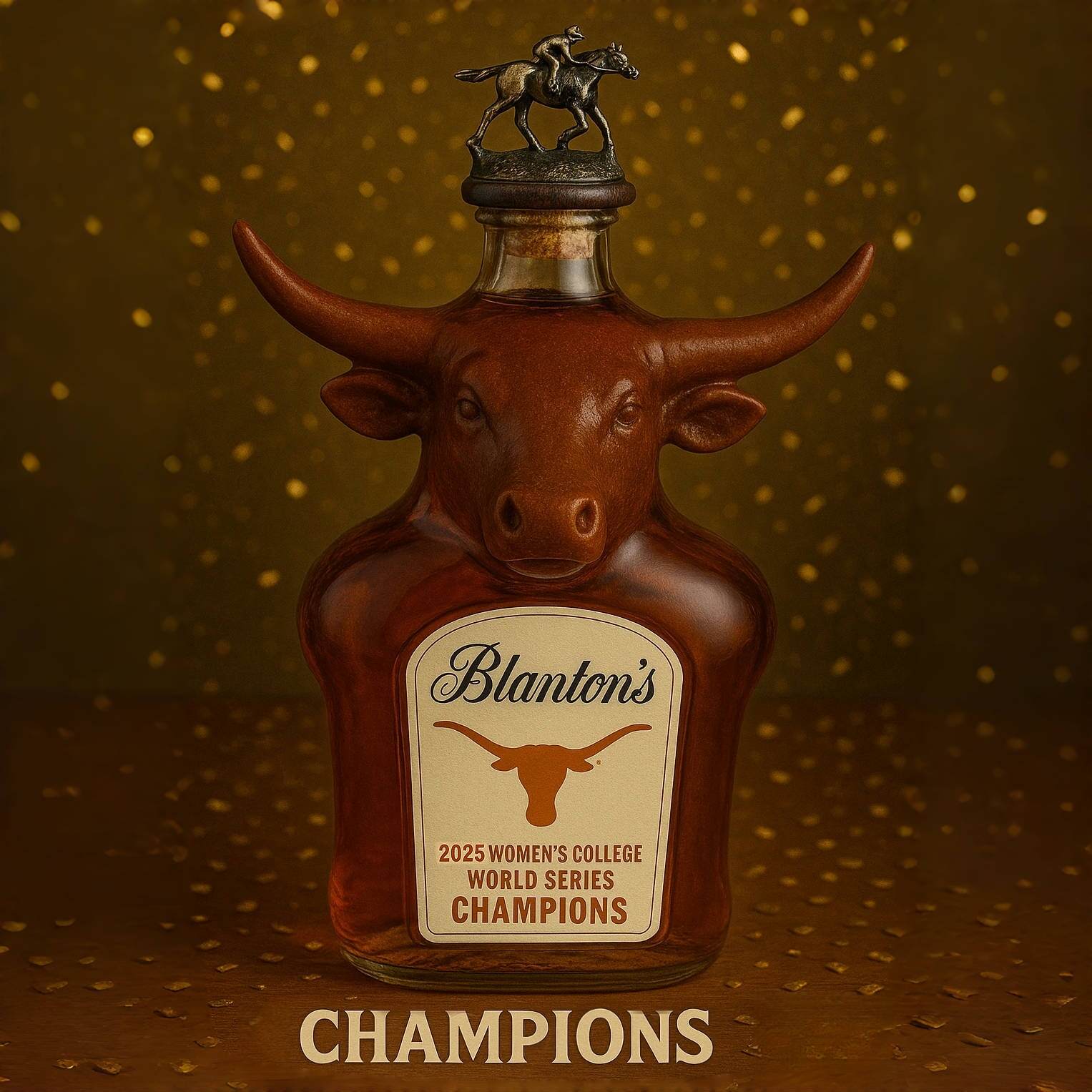 Texas Longhorns WCWS Champion Whiskey Bottle