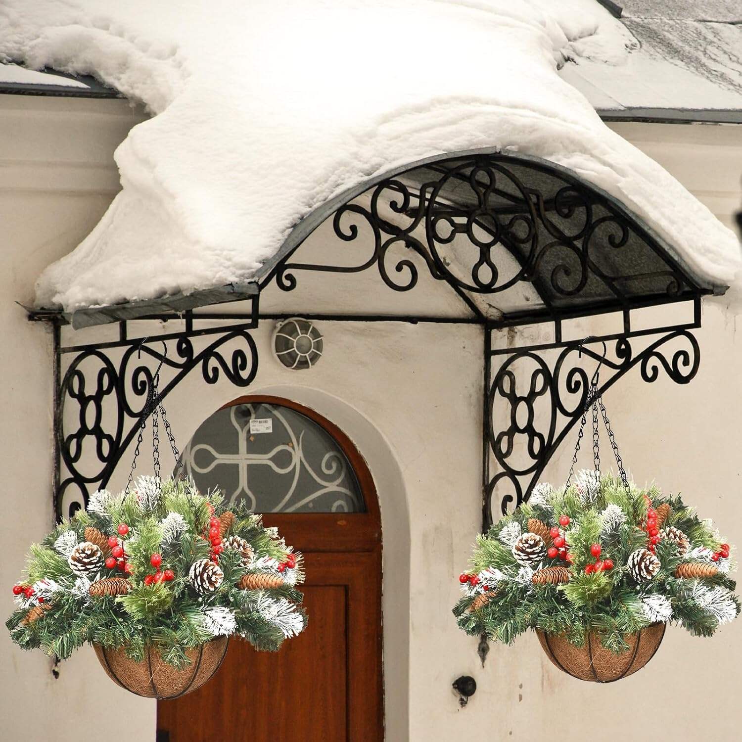 🎅HOT SALE 60% OFF⛄ - Lit 'Feel Real' Artificial Christmas Hanging Basket