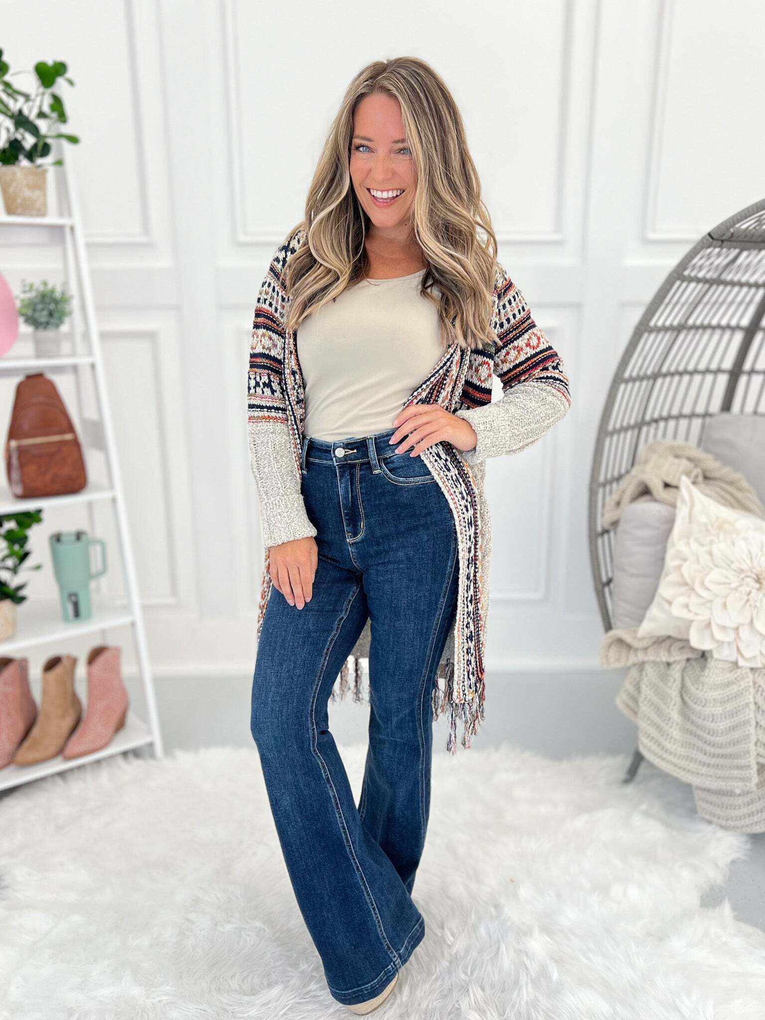 By My Side - Christmas Angled Side Seam Flare Jeans- Final Sale