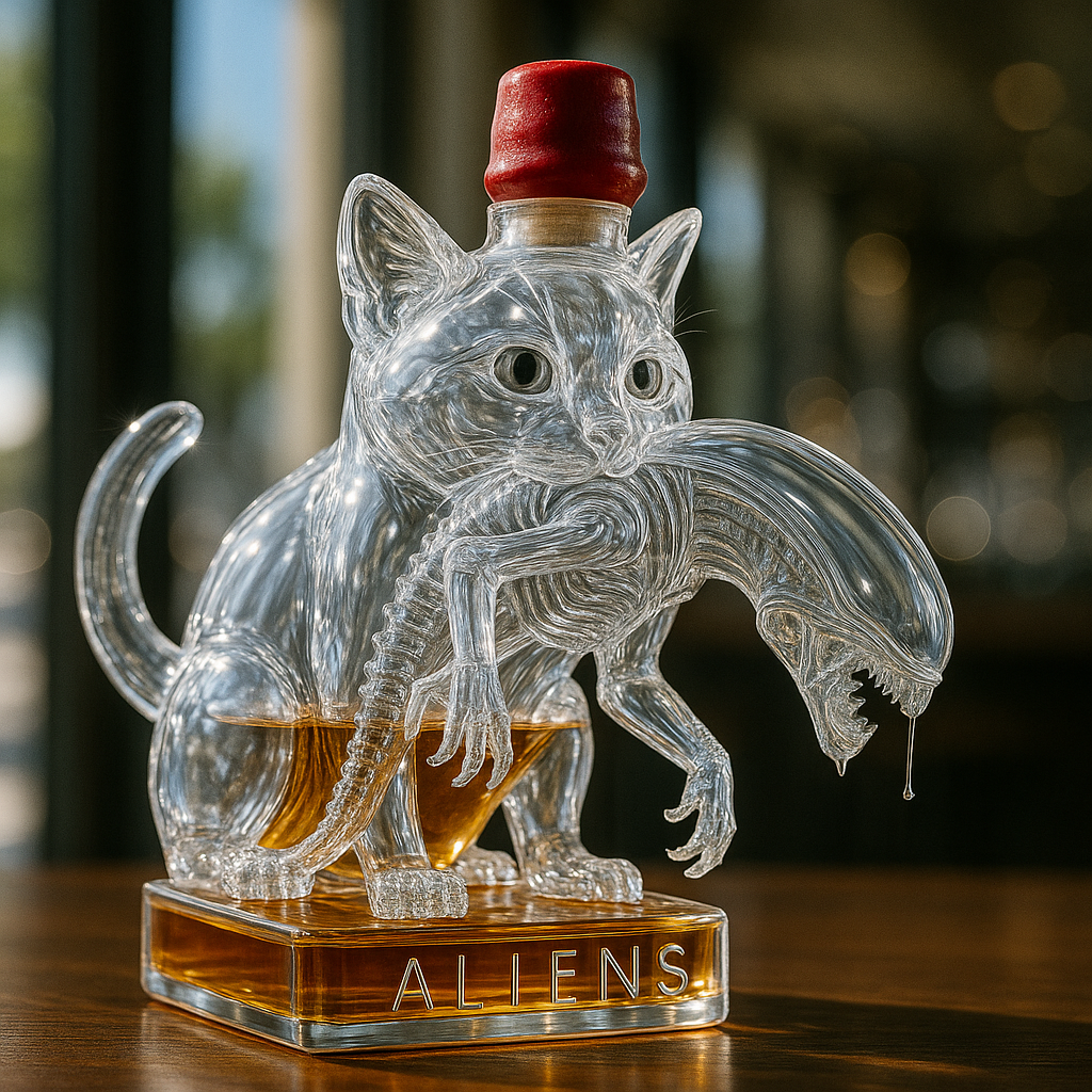 Alien Cat Whiskey Bottle