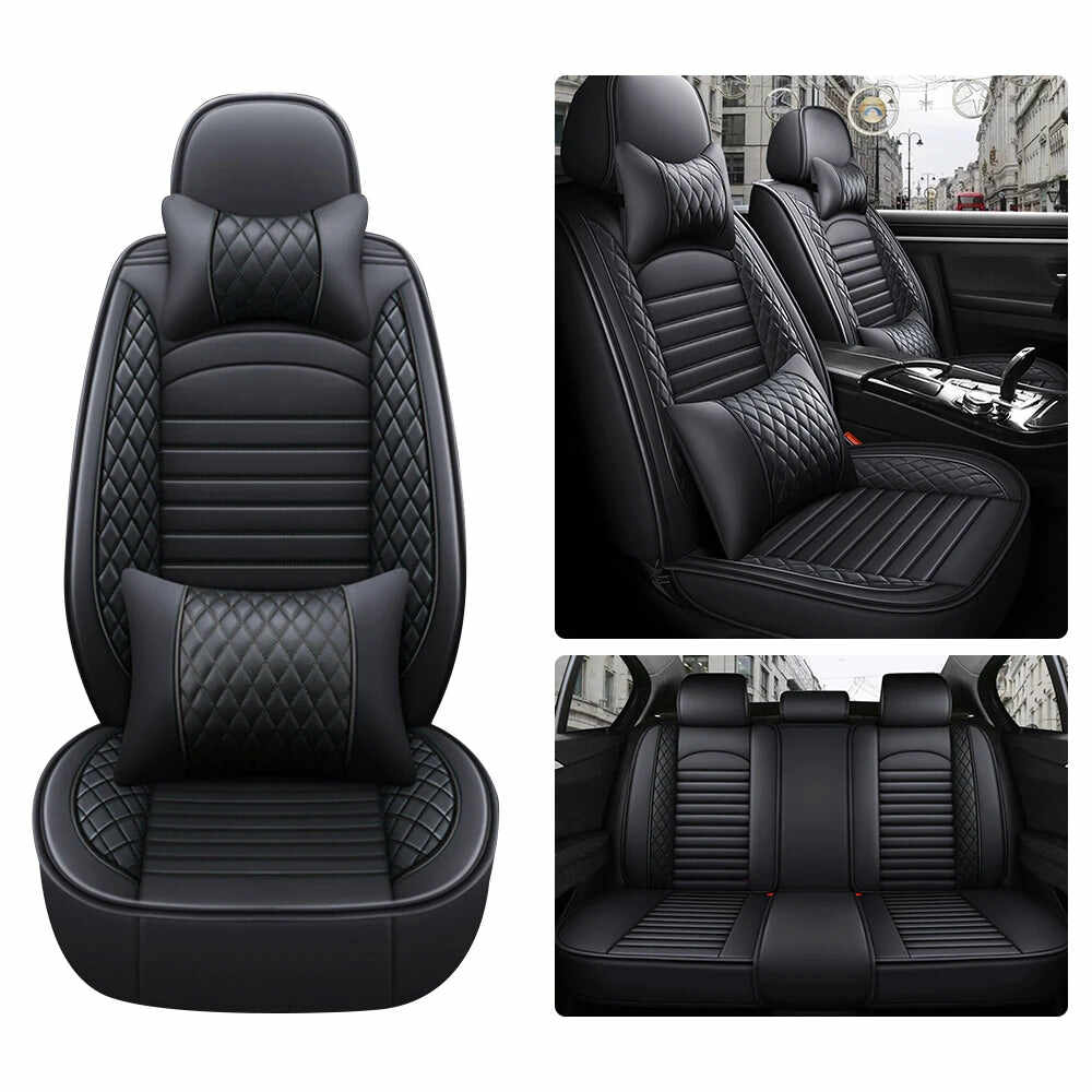 5-Seat Complete PU Leather Car Seat Cover Set - Full Interior Protection Kit