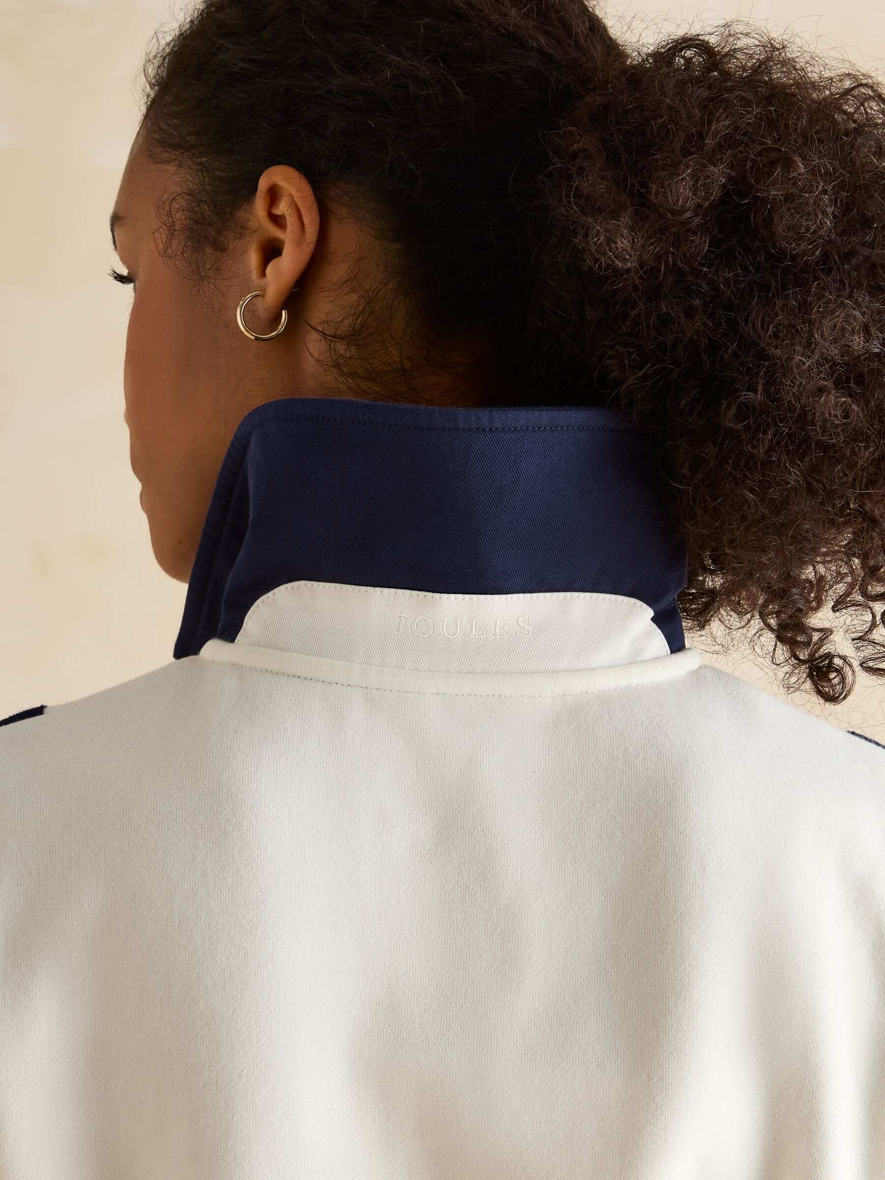 Dawlish Cream Quarter Zip Cotton Sweatshirt