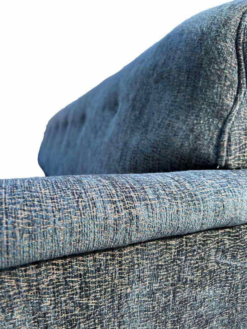 Vintage Mid-Century Modern Re-Upholstered Pearsall Style Blue Gondola Sofa