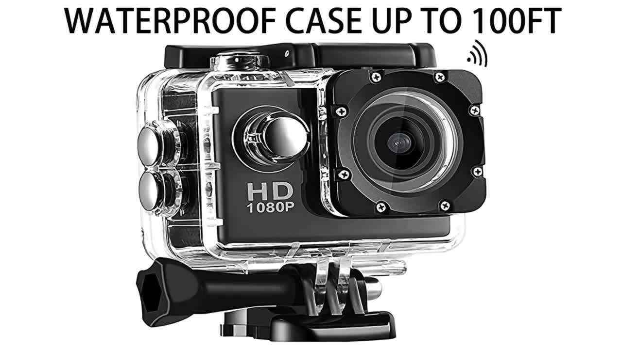 (Built-in Battery) Wifi HD 1080 Action Camera 30m Waterproof Underwater Camera 140 Degrees Ultra-wide Angle Lens Convenient Waterproof Action Camera 2 Inch Display Wifi Camera Multiple Languages Optional Waterproof Camera With 32G TF Card For Thanksgiving
