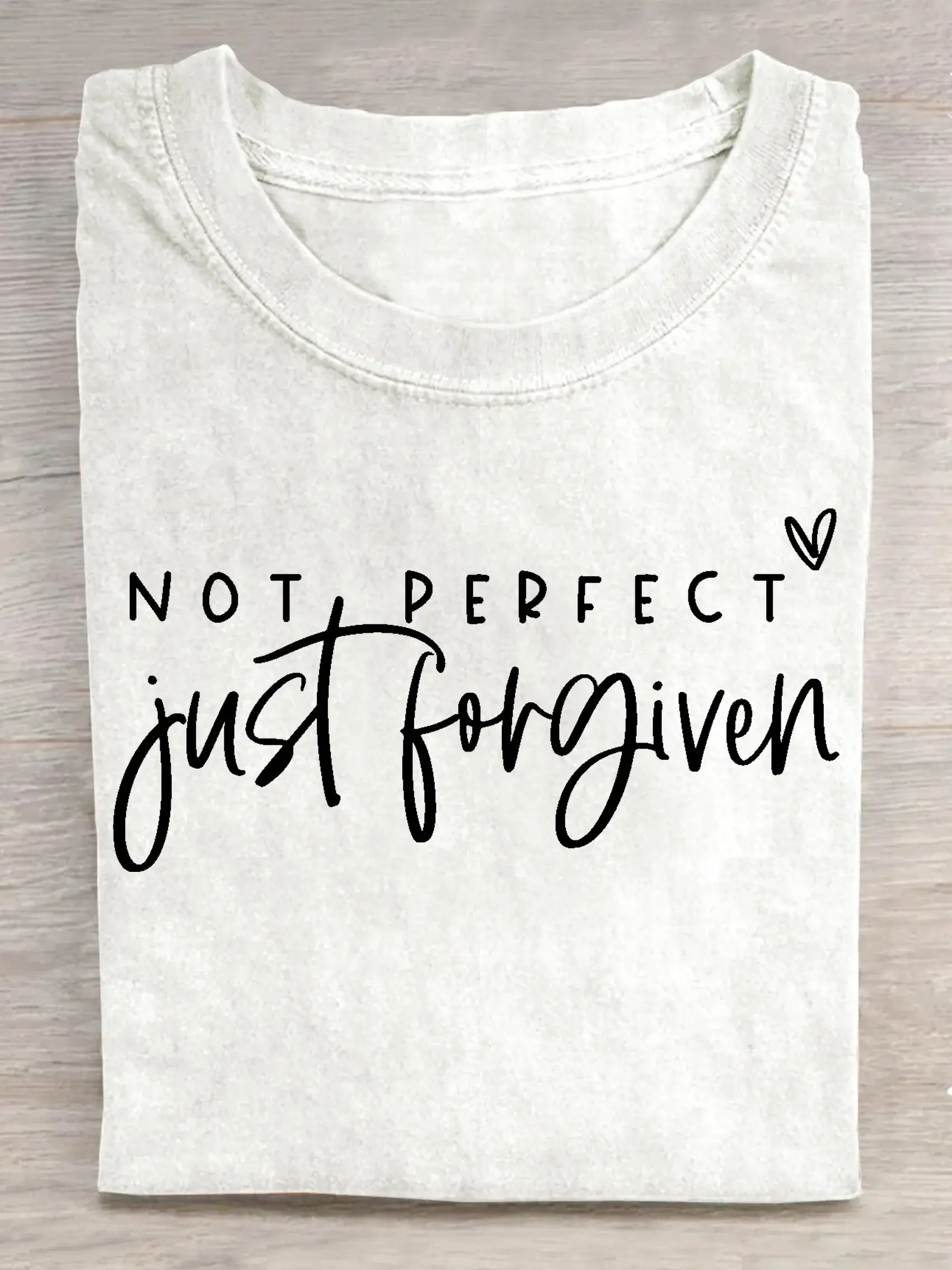 Not Perfect Just Forgiven Verse Religious Faith Outfit Church Christian Print T-shirt