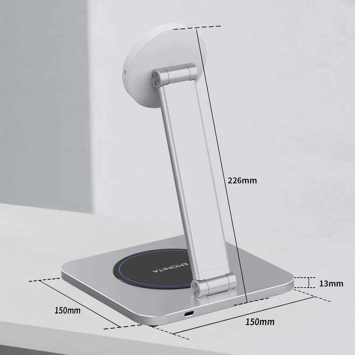EMONITA Magnetic Stand with Charging Case for 10.2 Inch 7th / 8th / 9th Gen (2021/2020/2019). 18W USB C Fast Charging Cable Included, Foldable L Shape, Strong Magnets, 360 Rotation, 180 Tilt