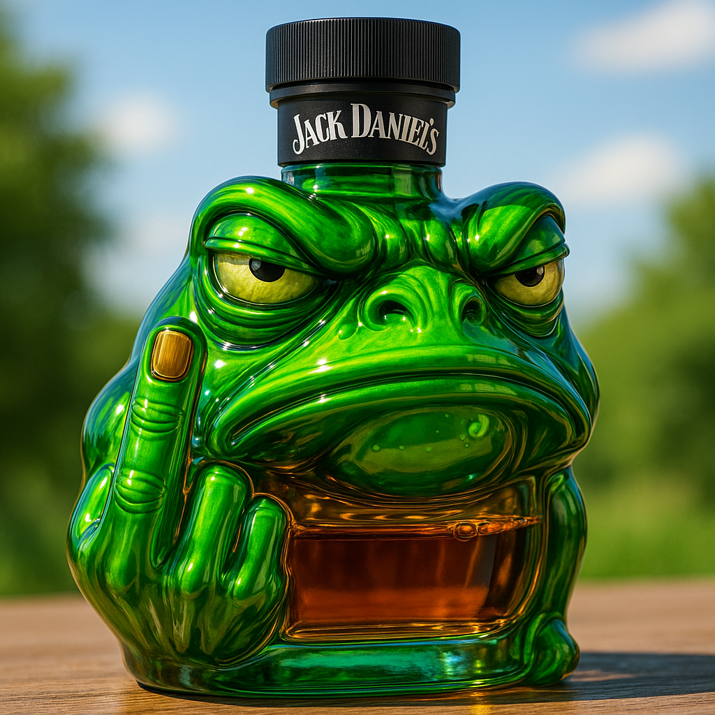 Funny Middle Finger Frog Whiskey Bottle