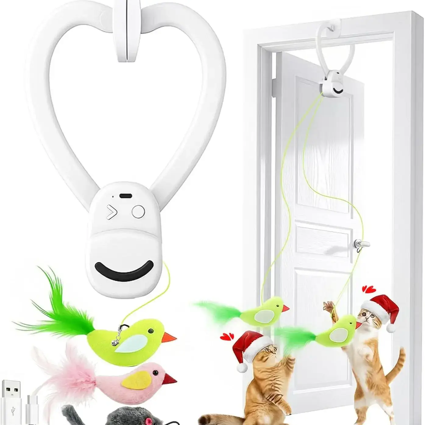 Interactive Cat Toy for Indoor Cats - Best Kitten & Adult Cat Enrichment Stimulation Toy with Electric Flying Bird Feather Wand