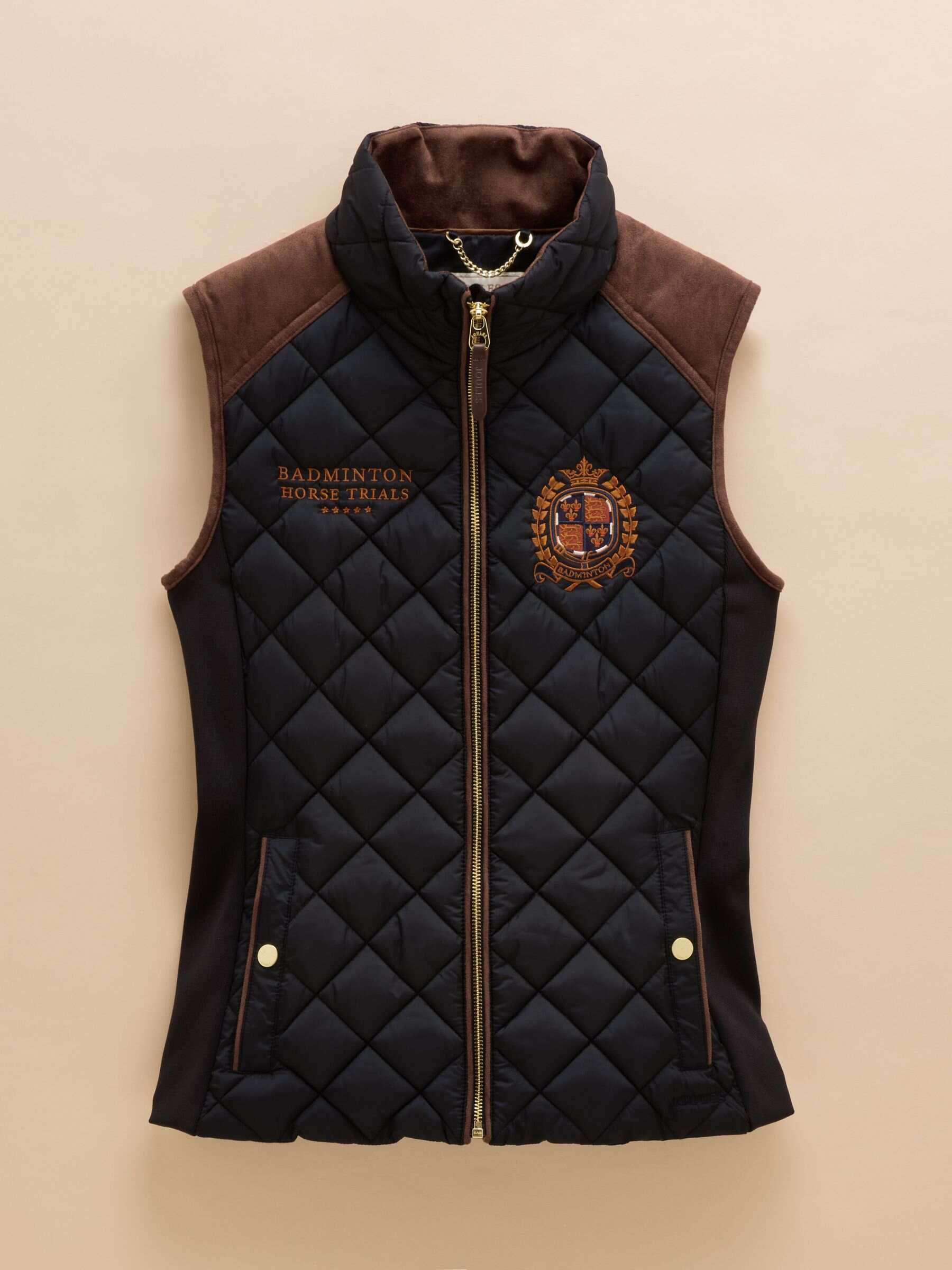Official Badminton Navy Showerproof Diamond Quilted Gilet