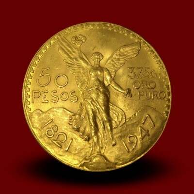 1821 & 1947 Mexican 50 Pesos Gold Coins. 37.5 Gram