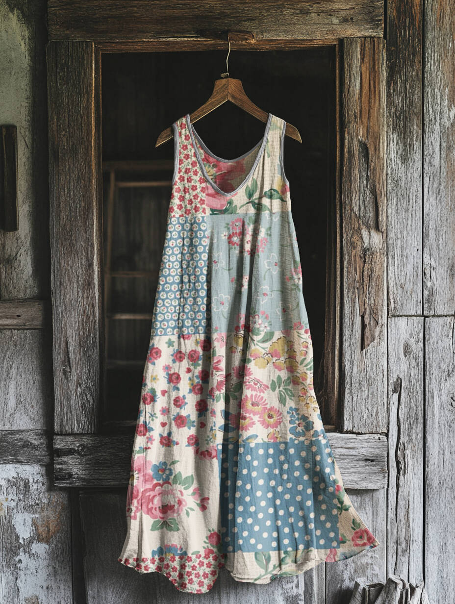 Women's Vintage Bohemian Floral Patch Dress