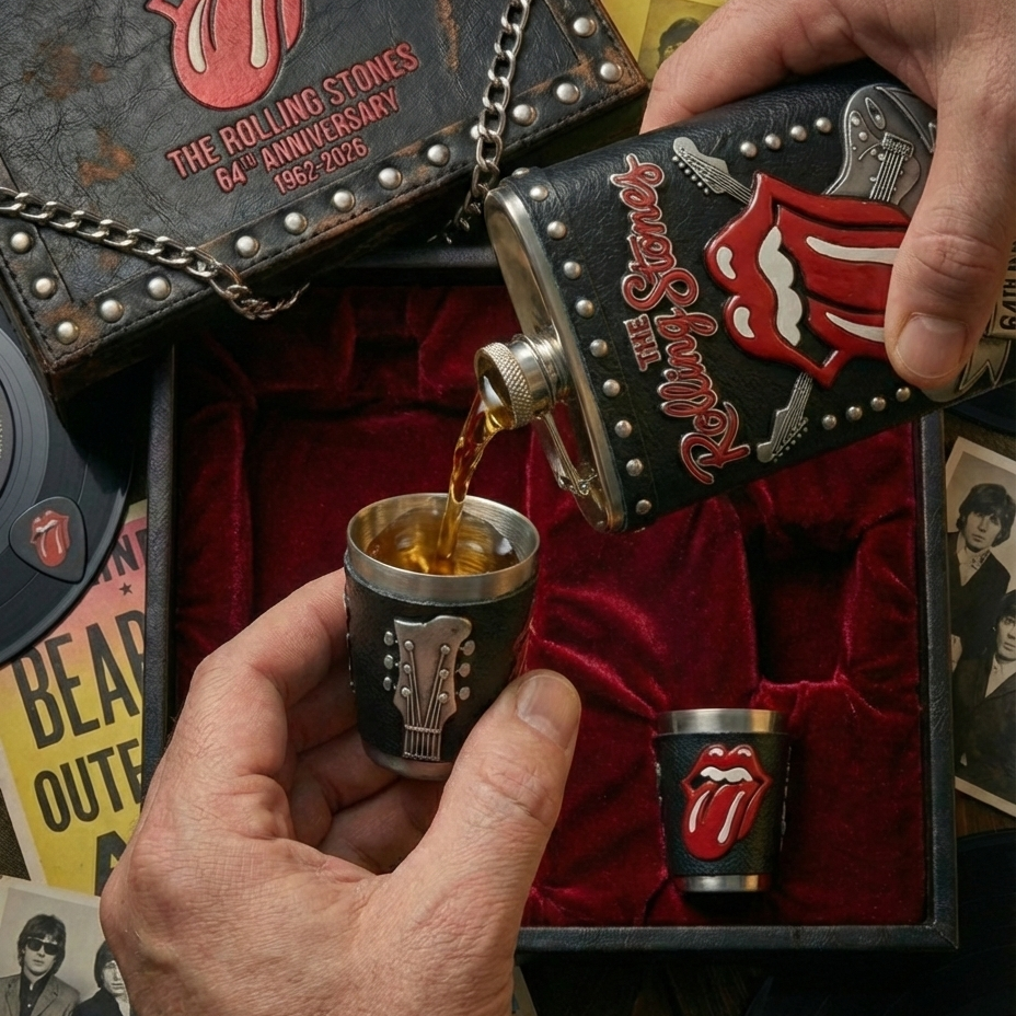The Rolling Stones 64 th Anniversary Commemorative Flask Gift Set