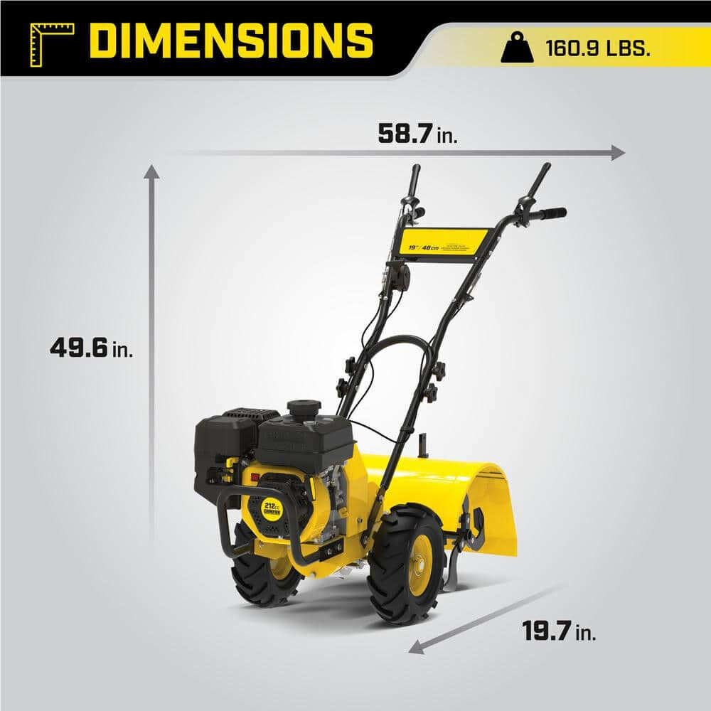 19-inch 212cc four-stroke tiller with self-propelled agricultural tires