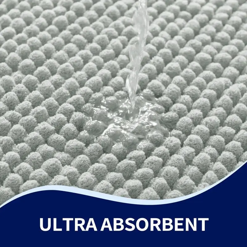 Subrtex Luxury Chenille Bath Rugs Soft Bathroom Mats